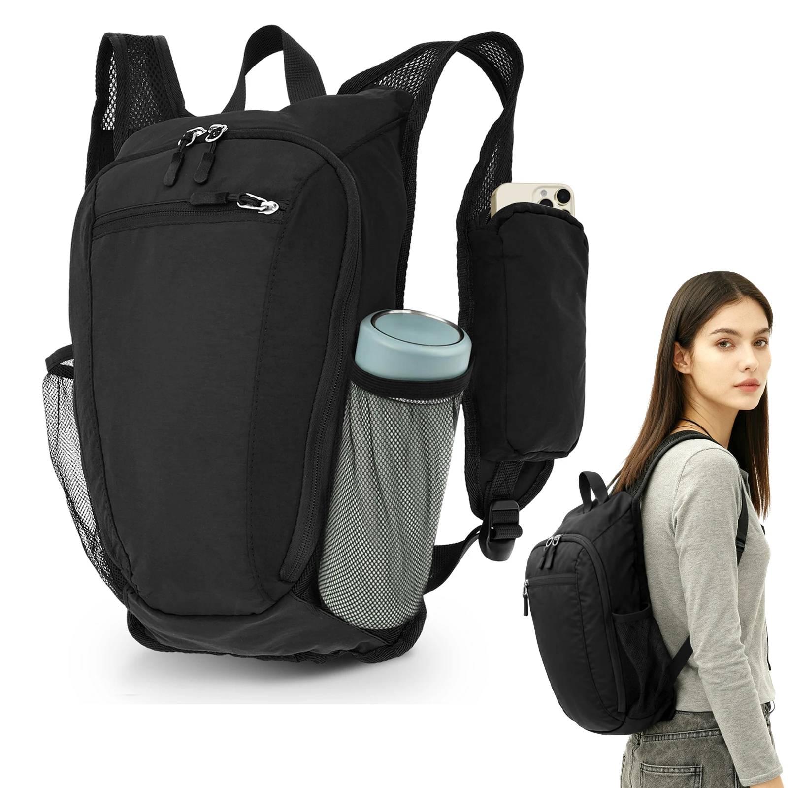 Foldable Backpack Small - Mochila pequena para caminhadas, 10l, alça