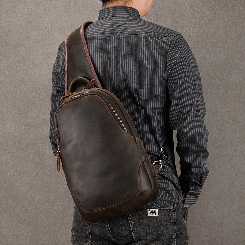 Leather Backpack Vintage - Bolsa de couro genuíno para homens,