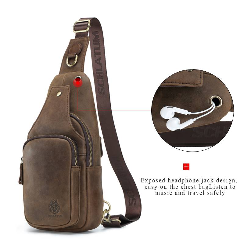 Schlatum 100% bolsa de peito d - Leather Backpack Vintage avaliação e preço